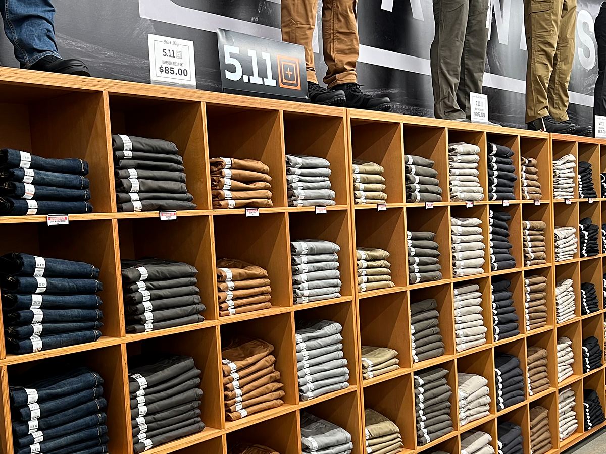 The 5.11 Tactical wall at Black Sheep Sporting Goods
